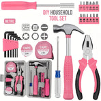 24-Piece Premium Carbon Steel Tool Set: High-End Pink Design, Rust-Resistant & Durable, Ergonomic Grip, Portable Storage, Practical for Home Repairs & Gifting