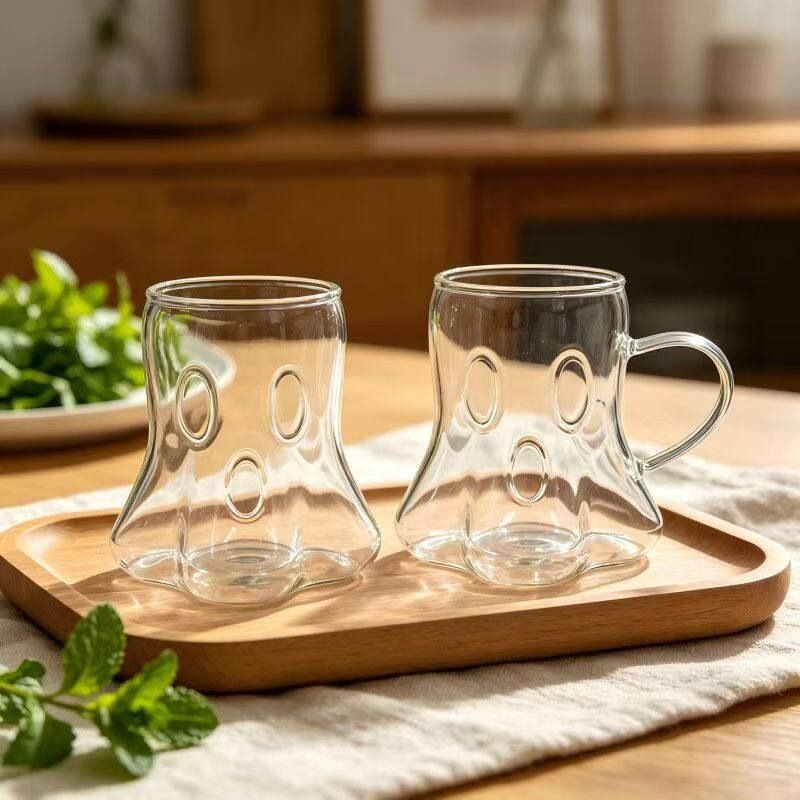 1PCS Halloween Ghost Borosilicate Glass 440ml with Handle – Heat Resistant, Reusable & Great for Party Atmosphere