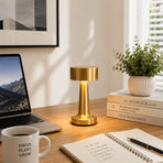 Dumbbell-Shape Metal Touch Lamp – Brushed Body, 3 Color Temperatures, Wireless & Portable, Soft Eye-Friendly Ambient Light（Red Bronze）