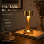 Dumbbell-Shape Metal Touch Lamp – Brushed Body, 3 Color Temperatures, Wireless & Portable, Soft Eye-Friendly Ambient Light（Red Bronze）