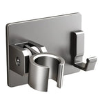 Aluminum alloy no-drill shower holder, strong suction, swivel adjustment multi-function hook, practical bathroom essential. / Gun Gray