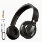 Wired Over-Ear Headset, Portable Folding Heavy Bass Headphones, Built-in Microphone, Compatible with Multiple Devices（black)