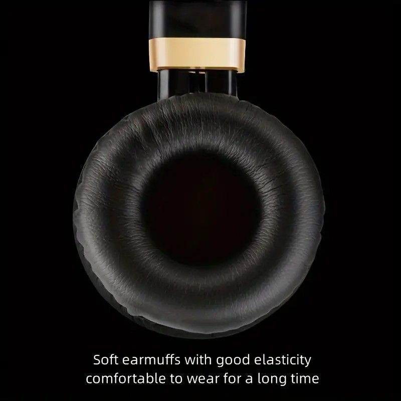 Wired Over-Ear Headset, Portable Folding Heavy Bass Headphones, Built-in Microphone, Compatible with Multiple Devices（black)