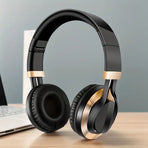Wired Over-Ear Headset, Portable Folding Heavy Bass Headphones, Built-in Microphone, Compatible with Multiple Devices(black and blue color)