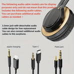 Wired Over-Ear Headset, Portable Folding Heavy Bass Headphones, Built-in Microphone, Compatible with Multiple Devices(black and blue color)