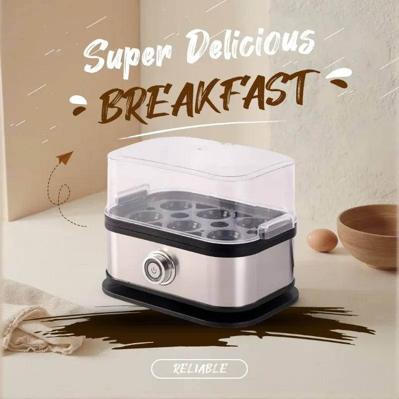 Multifunctional Electric Egg Cooker – Holds 6 Eggs, Timer Control, Soft to Firm Doneness, Quick Breakfasts Made Easy with One Device.