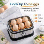 Multifunctional Electric Egg Cooker – Holds 6 Eggs, Timer Control, Soft to Firm Doneness, Quick Breakfasts Made Easy with One Device.
