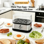 Multifunctional Electric Egg Cooker – Holds 6 Eggs, Timer Control, Soft to Firm Doneness, Quick Breakfasts Made Easy with One Device.