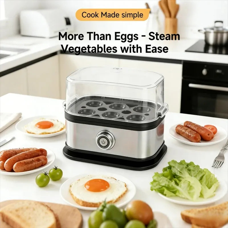 Multifunctional Electric Egg Cooker – Holds 6 Eggs, Timer Control, Soft to Firm Doneness, Quick Breakfasts Made Easy with One Device.