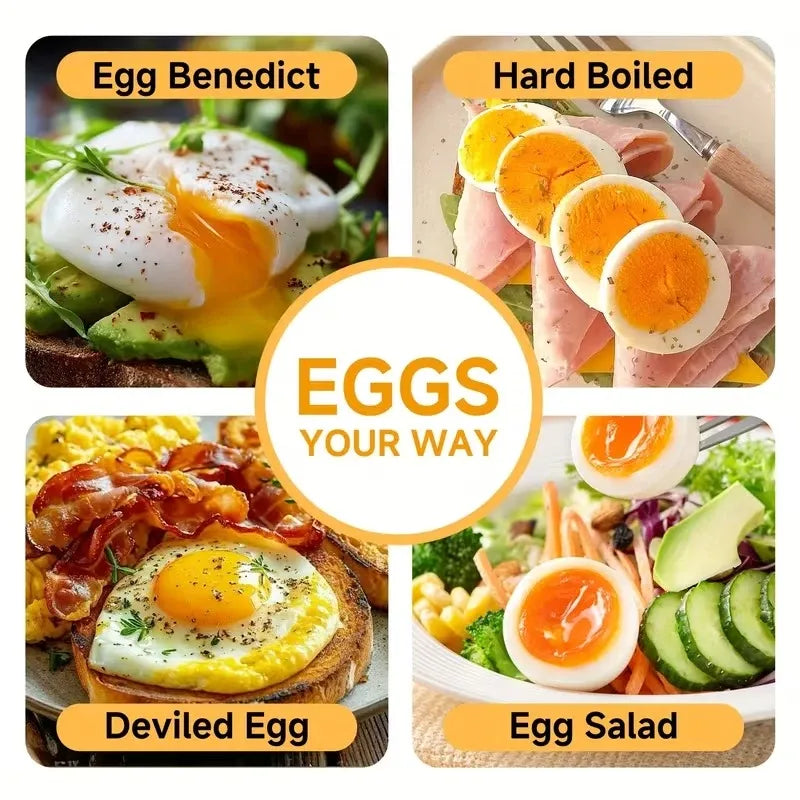 Multifunctional Electric Egg Cooker – Holds 6 Eggs, Timer Control, Soft to Firm Doneness, Quick Breakfasts Made Easy with One Device.