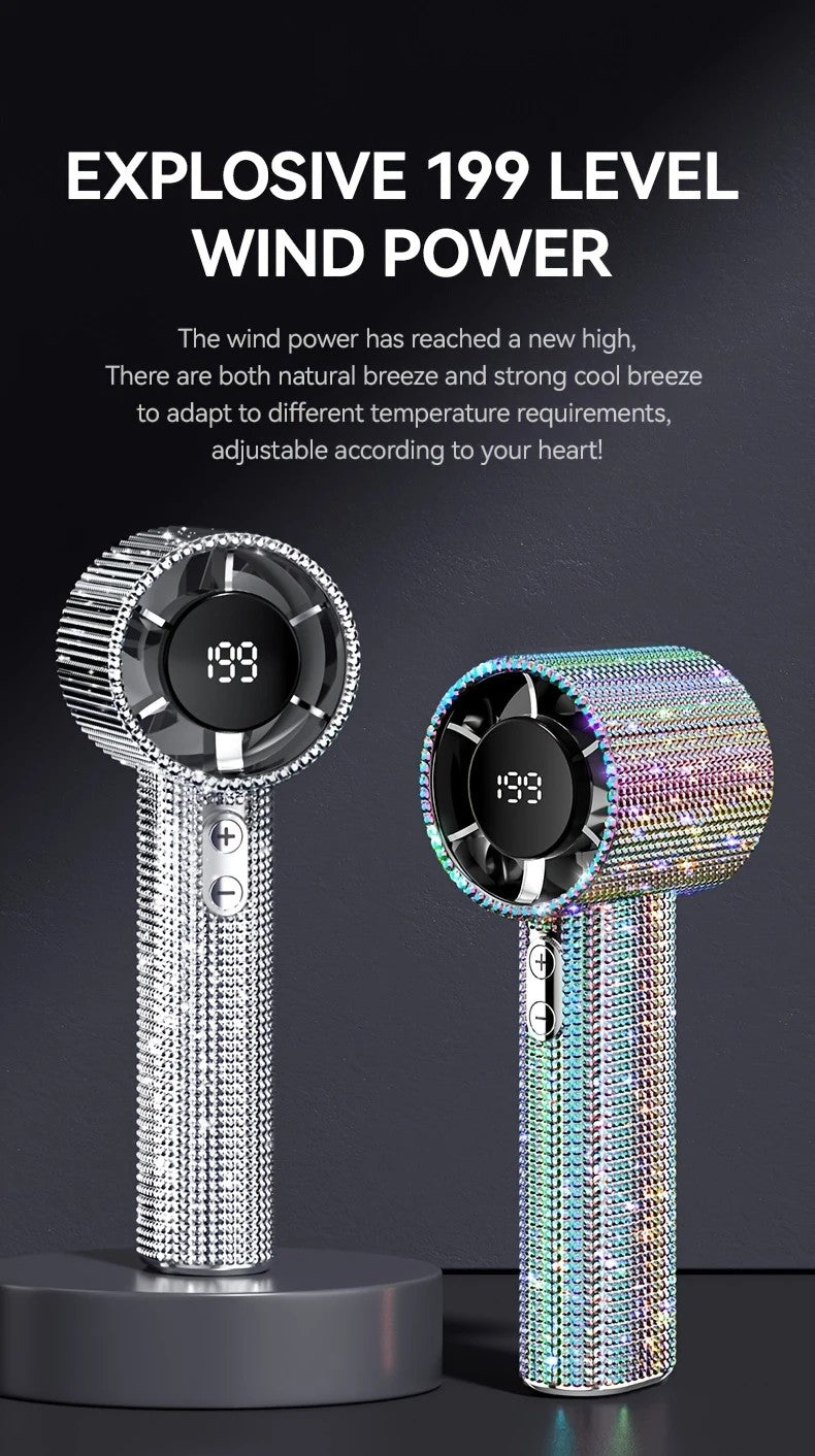Colored diamond/Diamond - style Handheld Mini Fan, Exquisite and Long - lasting Battery Life