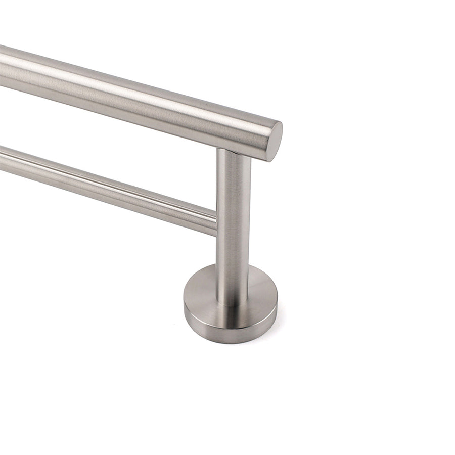 Brushed Nickel 750mm Double Towel Rack Rail Holder Round Hanger Bar Wall Mounted