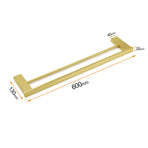 Square SUS Double Towel Rail Rack 600mm Brushed Gold Hanger Holder Bar Bathroom