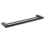 Matt Black Cubic Square 600mm Double Towel Rail Rack Hanger Holder Bar Wall Kit