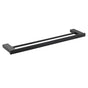 Matt Black Cubic Square 600mm Double Towel Rail Rack Hanger Holder Bar Wall Kit