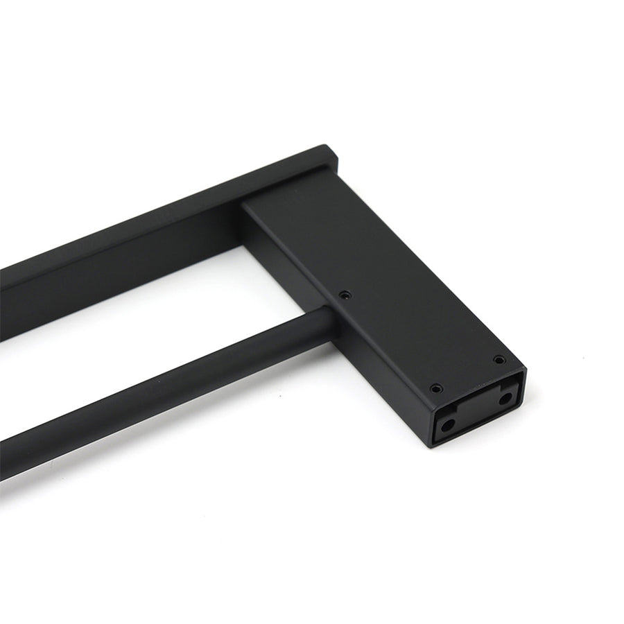 Matt Black Cubic Square 600mm Double Towel Rail Rack Hanger Holder Bar Wall Kit
