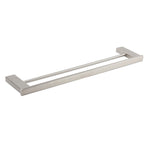 Brushed Nickel Square Towel Rail Rack 600mm Double Hanger Holder Bar Bathroom