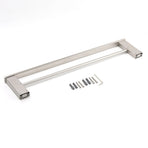 Brushed Nickel Square Towel Rail Rack 600mm Double Hanger Holder Bar Bathroom