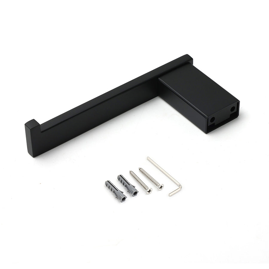 Matt Black Square Cubic Toilet Paper Roll Tissue Roll Holder Rack Wall Hook Kit