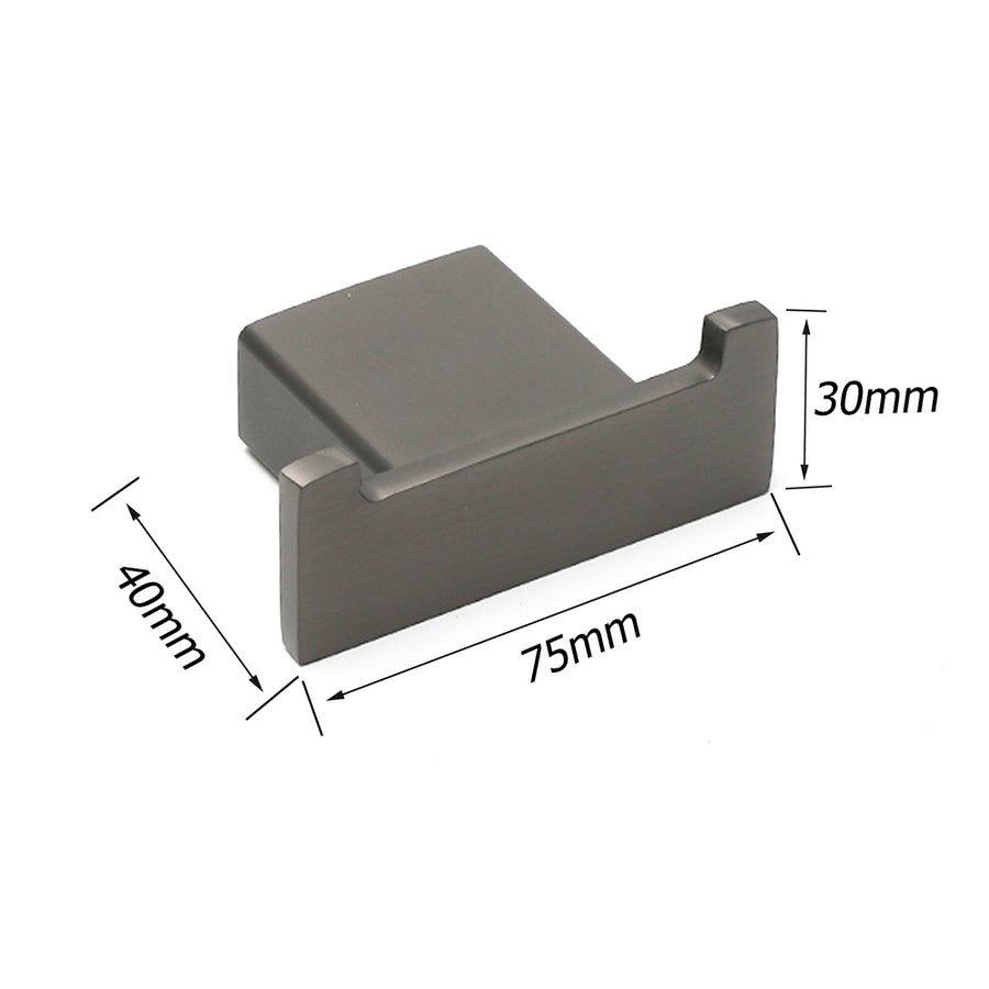 Gun Metal Square Robe Hook Clothes Towel Rack Holder Wall Mounted Double Hanger