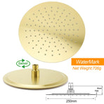 PVD Brushed Gold 10" Shower Rain Head 355mm Straight Wall Mount Arm Bathroom Set