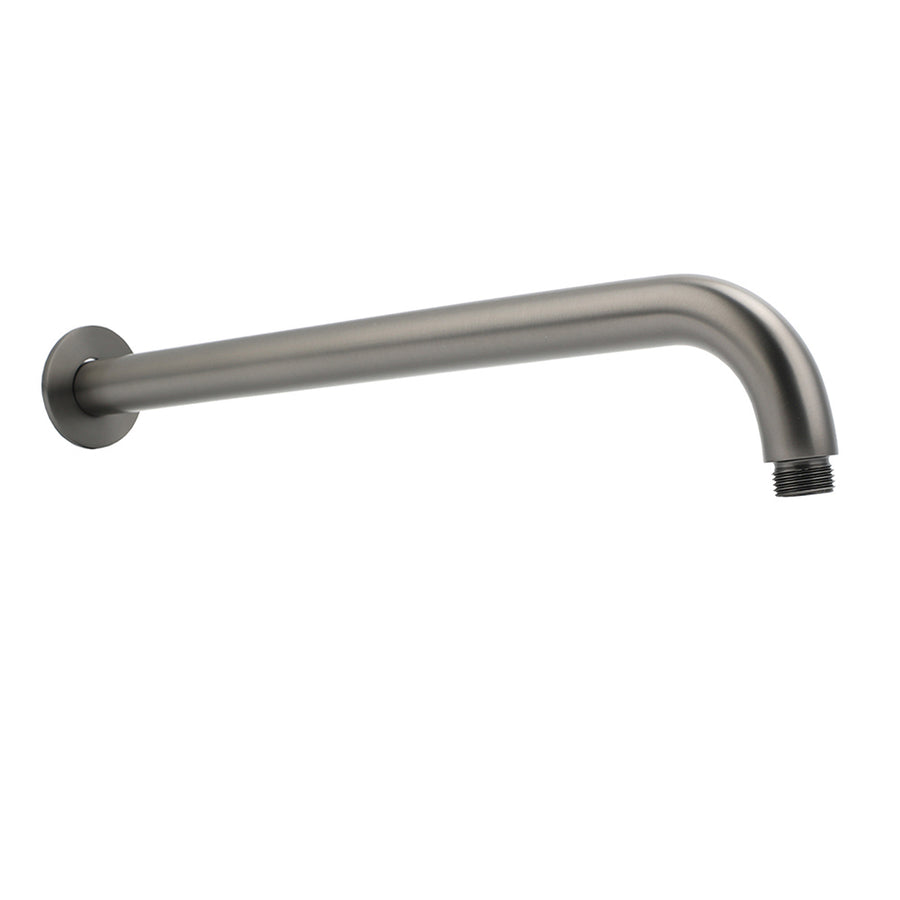 WELS Gun Metal Round 12" Rain Shower Head 400mm Straight Wall Mounted Arm Bath Set