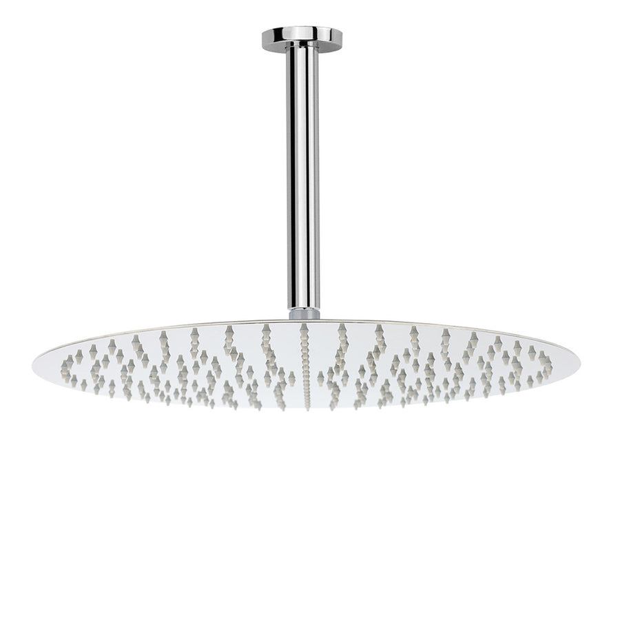 WELS Chrome Large 16" Round Rain Shower Head 300mm Ceiling Dropper Extension Arm Set