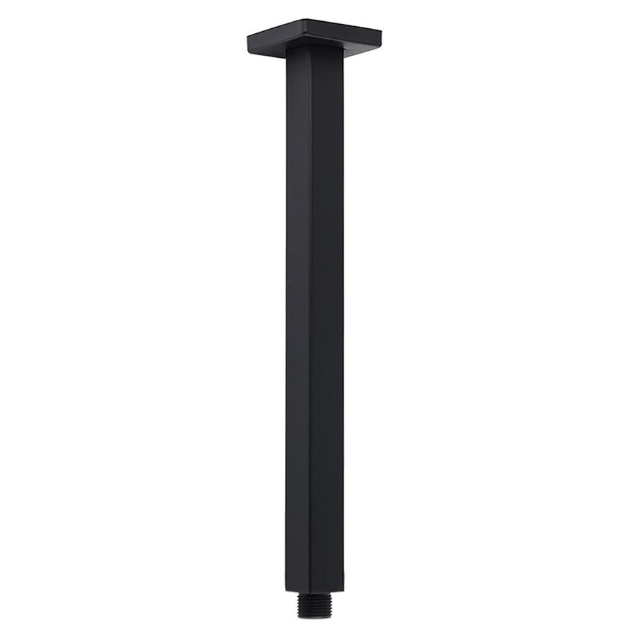 Matt Black 16" Large Rainfall Shower Head 300mm Ceiling Dropper Arm Square Mixer Taps