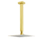 WELS Brushed Gold Square 8" Rain Shower Head 300mm Brass Ceiling Dropper Arm Set