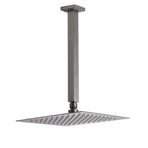 Gun Metal Square 10" Rainfall Shower Head 300mm Ceiling Dropper Arm Bath Set WELS