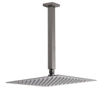 Gun Metal Square 12" Rainfall Shower Head 300mm Ceiling Dropper Arm Bath Set WELS
