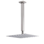 Brushed Nickel Square 10" Rain Shower Head 300mm Brass Ceiling Dropper Arm Set