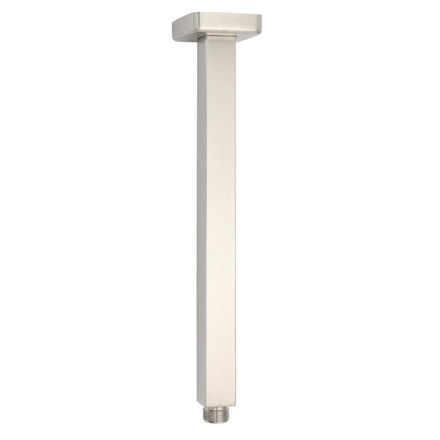 Brushed Nickel Square 12" Rain Shower Head 300mm Brass Ceiling Dropper Arm Set