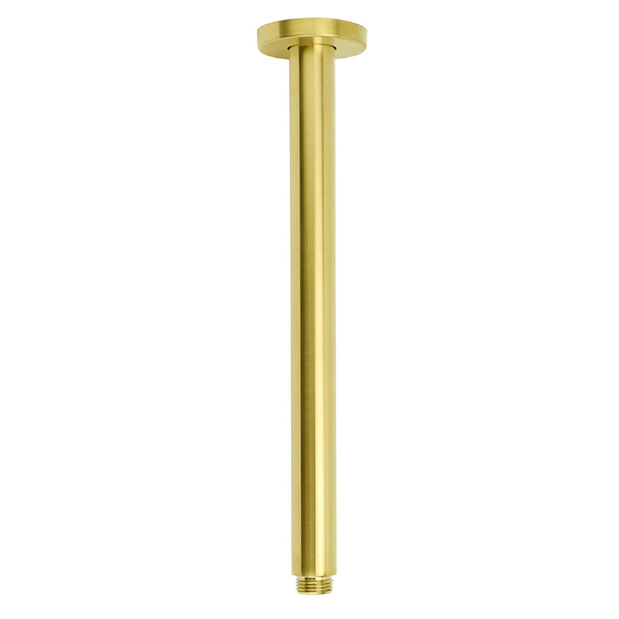 WELS 16" Round Stainless Steel Shower Head Extension Ceiling Arm Set Brushed Gold