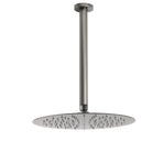 WELS Gun Metal Round 12" SUS Rainfall Shower Head 300mm Ceiling Dropper Arm Set