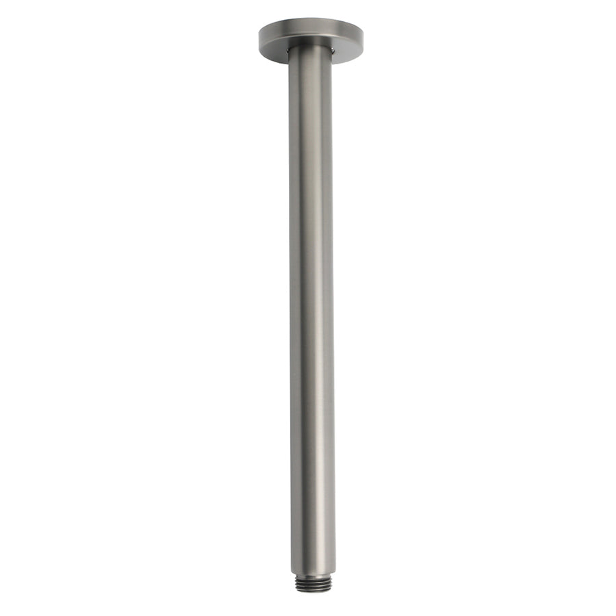 WELS Gun Metal Round 12" SUS Rainfall Shower Head 300mm Ceiling Dropper Arm Set