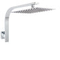 WELS Chrome Square 10" Thin Rainfall Shower Head + Brass Gooseneck Wall Arm Set