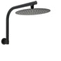 WELS Matt Black 10" SUS Round Rain Shower Head & Gooseneck Swivel Wall Arm Set