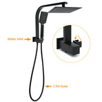 Matt Black 8" SUS Shower Head 3 Modes Handheld Gooseneck Arm Square 2in1 Set