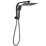 Matt Black Square 10" SUS Shower Head 3 Modes Handheld Gooseneck Arm Twin Set