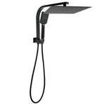 WELS Matt Black Twin Set 12" Large Shower Head 3 Modes Handheld Gooseneck Arm Diverter