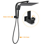 WELS Matt Black Twin Set 12" Large Shower Head 3 Modes Handheld Gooseneck Arm Diverter