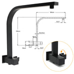 WELS Matt Black Twin Set 12" Large Shower Head 3 Modes Handheld Gooseneck Arm Diverter