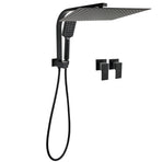 Matt Black 2in1 Set 16" Large Shower Head 3 Modes Handheld Gooseneck Arm Twin Taps Set