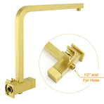 WELS Brushed Gold Twin Shower 8" Rain Head Handheld Diverter Wall Arm Square Taps