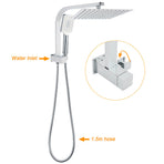 WELS Chrome 2in1 10" Square Rain Shower Head Handheld Spray Diverter Wall Arm Taps Set