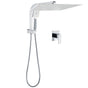 WELS Square Chrome 16" Large Shower Head 3 Mode Handheld Diverter Wall Arm 2in1 Set + Mixer