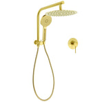 Brushed Gold Round Large 12" Rain Shower Head 3 Mode Handheld Wall Arm Mixer Set