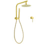 WELS Brushed Gold Round Dual Shower Head Set Diverter Wall Arm Single Mode Handheld Small Face Mixer