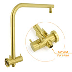 WELS Brushed Gold Large 12" Rain Shower Head Ergonomic Handheld Rose Diverter Twin Taps Combo